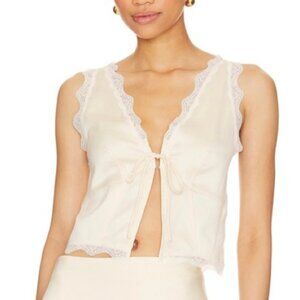 Chic Cream Lace-Trimmed Blouse